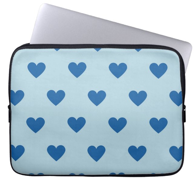 Blue Niedlich Simple Heart Pattern Laptopschutzhülle (Vorderseite)