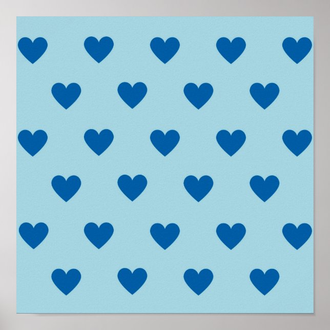 Blue Niedlich Simple Heart Pattern Poster (Vorne)