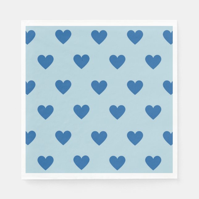 Blue Niedlich Simple Heart Pattern Serviette (Vorderseite)