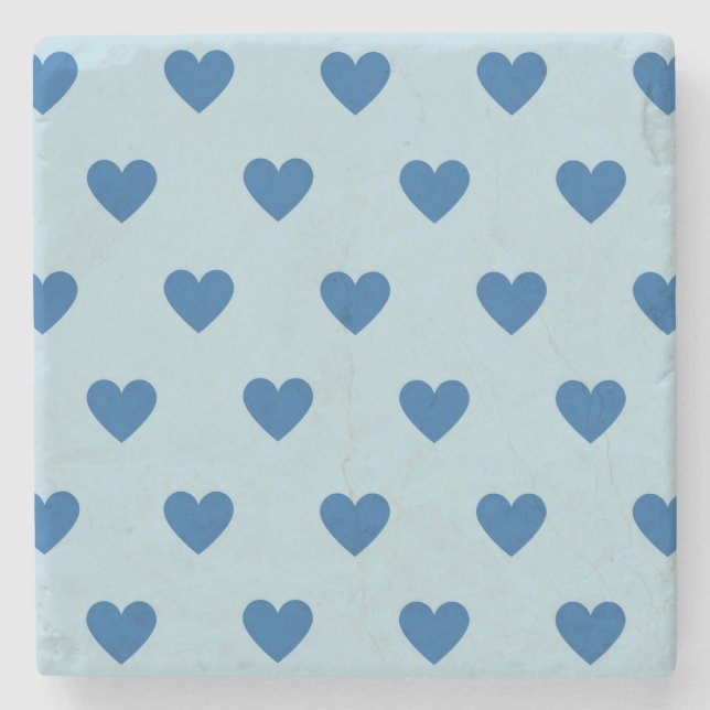 Blue Niedlich Simple Heart Pattern Steinuntersetzer (Vorderseite)