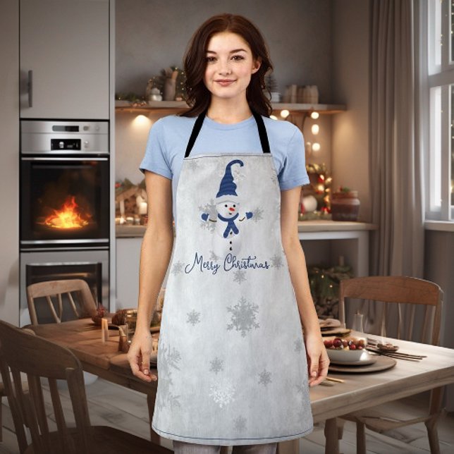 Blue Niedlich Snowman Holiday Schürze (Blue Cute Snowman Holiday Apron)