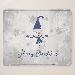 Blue Niedlich Snowman Holiday Sherpa Blanket Sherpadecke