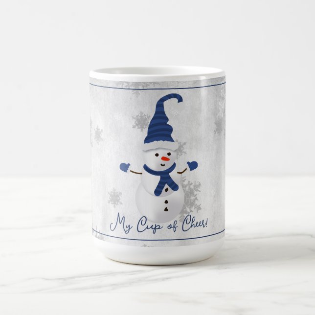 Blue Niedlich Snowman Holiday Tasse (Mittel)