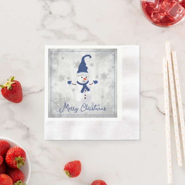 Blue Niedlich Snowman Paper Napkin Serviette (Beispiel)