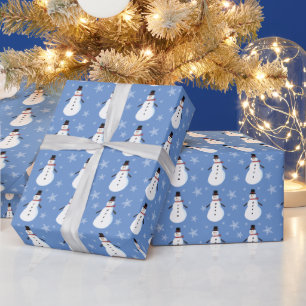 Blue Niedlich Snowman Snowflake Weihnachten Geschenkpapier