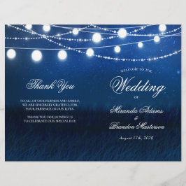 Blue Night and Lights Wedded Program Card