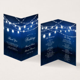 Blue Night and Lights Wedded Program Card