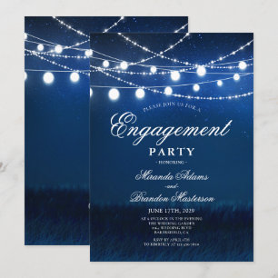 Blue Night and Silight Lights Engagement Party Einladung