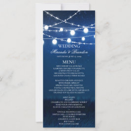 Blue Night and Silver Lights Wedding Menu Card
