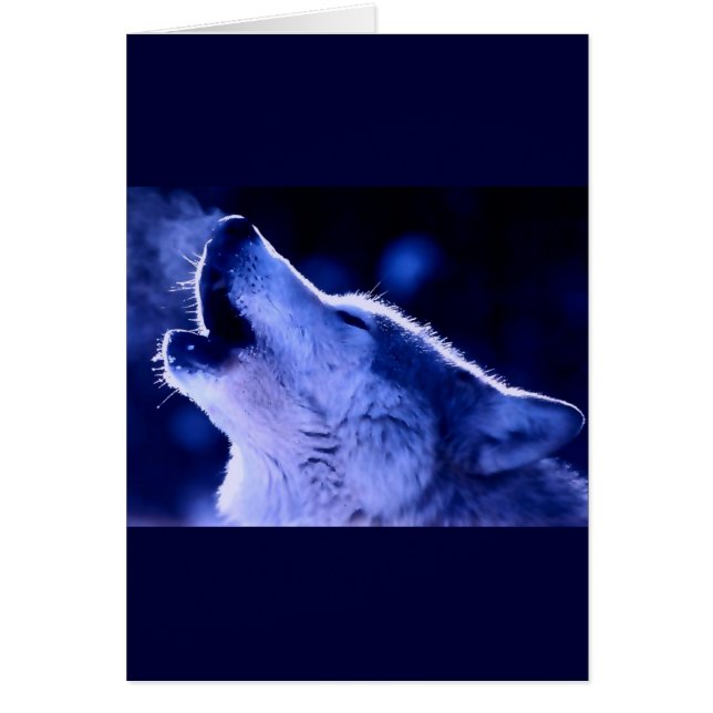 Blue Night & Howling Wolf Grußkarte (Vorne)