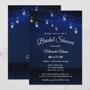 Blue Night Mason Jar String Lights Brautparty Einladung