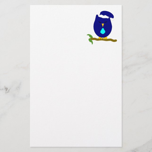 Blue Night Owl Design Briefpapier (Vorderseite)