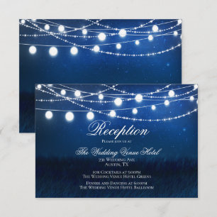 Blue Night & Silver Lights Wedding Reception Card Begleitkarte