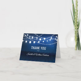 Blue Night & Silver String Lights Danke Karte