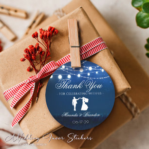 Blue Night & Silver String Lights Gastgeschenk Hoc Runder Aufkleber