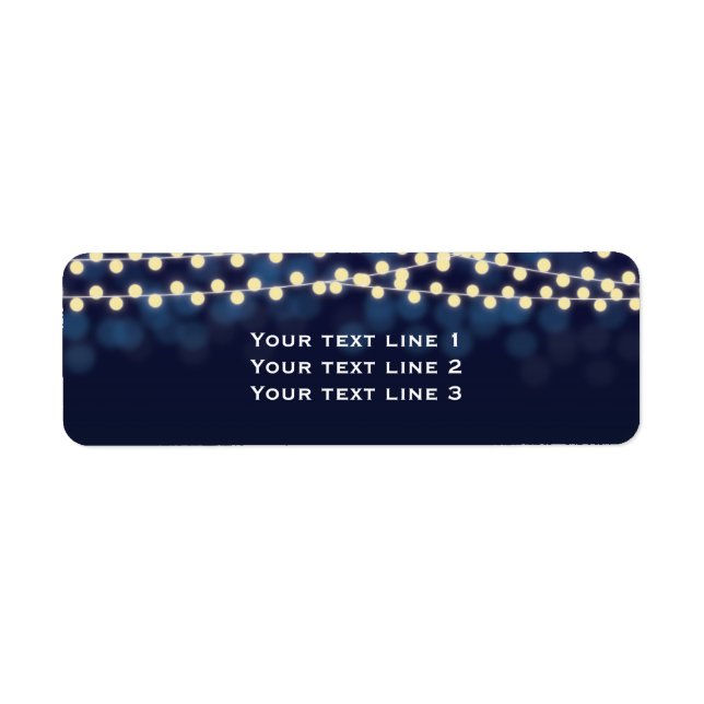 Blue Night Sky String Lights Chic Wedding Labels (Vorne)