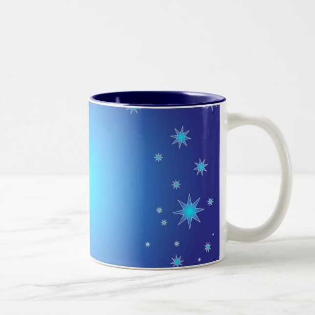 Blue Night Sky Zweifarbige Tasse (Rechts)