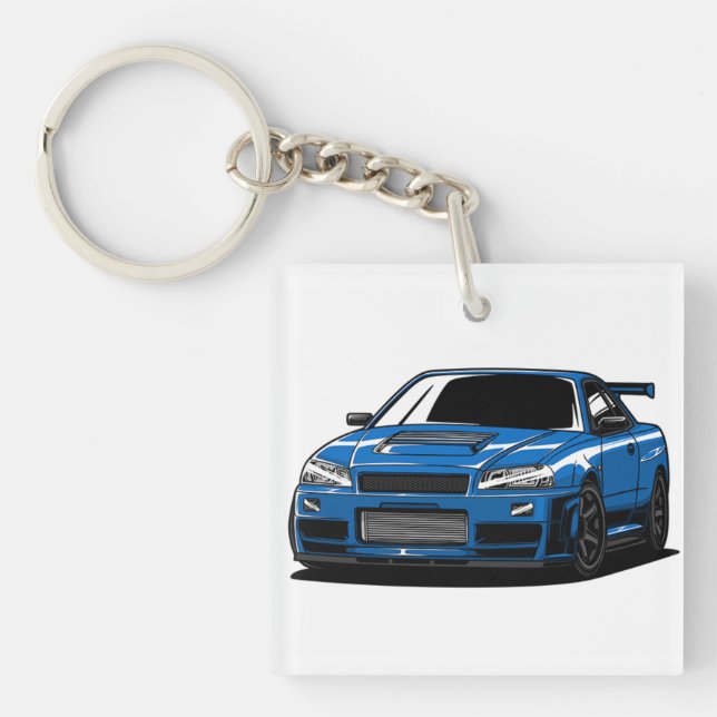 Blue Nissan R34 Skyline Schlüsselanhänger (Vorderseite)