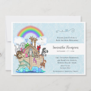 Blue Noah's Ark Baby Shower Einladung