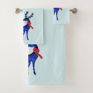 Blue Nordic Christmas Reindeer Pair