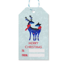 Blue Nordic Christmas Reindeer Pair