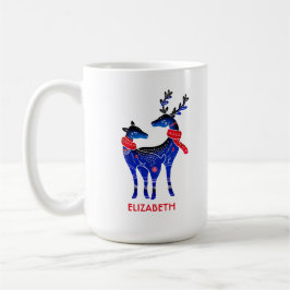 Blue Nordic Christmas Reindeer Pair Kaffeetasse