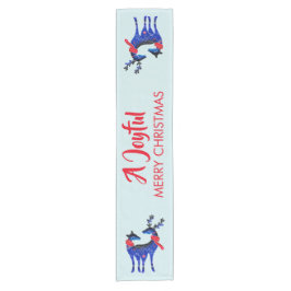 Blue Nordic Christmas Reindeer Pair Kurzer Tischläufer