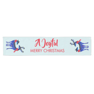 Blue Nordic Christmas Reindeer Pair Kurzer Tischläufer