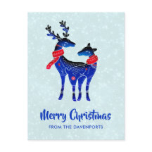 Blue Nordic Christmas Reindeer Pair