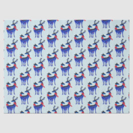 Blue Nordic Christmas Rentier Pair Pattern Seidenpapier
