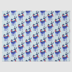 Blue Nordic Christmas Rentier Pair Pattern Seidenpapier