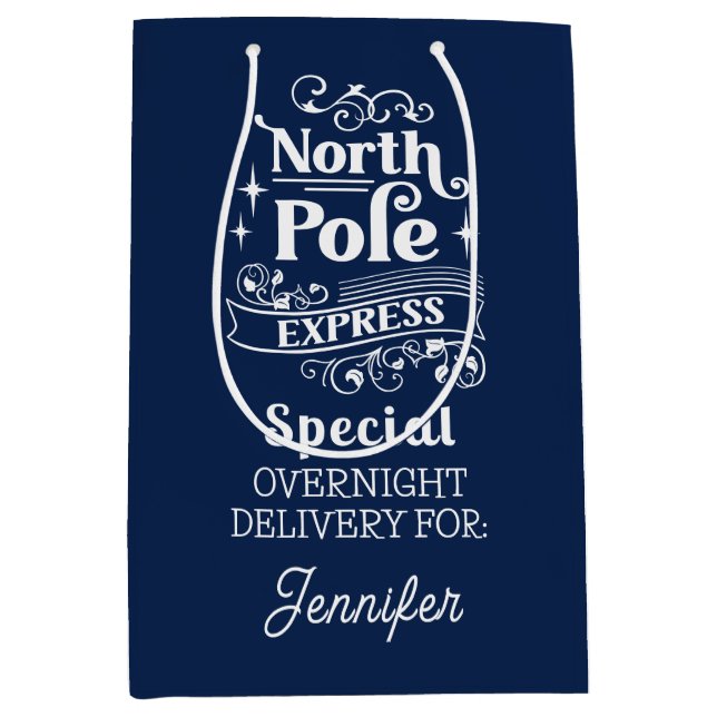 Blue North Pole Sonderlieferung für Übernachtung Mittlere Geschenktüte (Vorderseite)