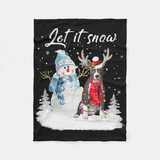 Blue Nose Pitbull Santa Dog Weihnachtsschneemann X Fleecedecke (Vorderseite)