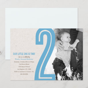 Blue Number Two Birthday Party Einladung