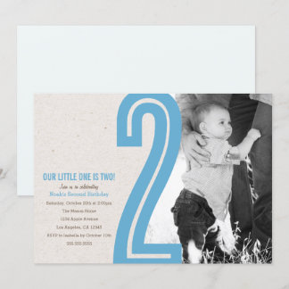 Blue Number Two Birthday Party Einladung