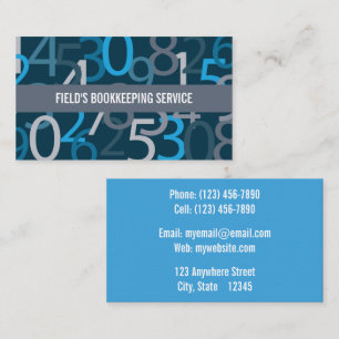 Blue Numbered Bookkeeping Business Card Visitenkarte