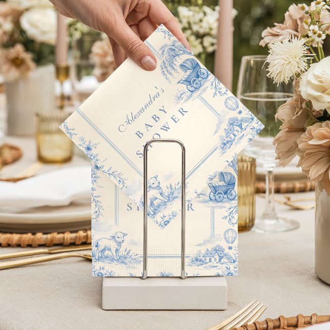 Blue Nursery Toile Baby Shower Serviette (Von Creator hochgeladen)