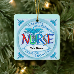 Blue Nurses Motto Nurse Keramikornament
