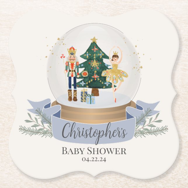 Blue Nutcracker Weihnachtsbaby Dusche Party Untersetzer (Vorderseite)