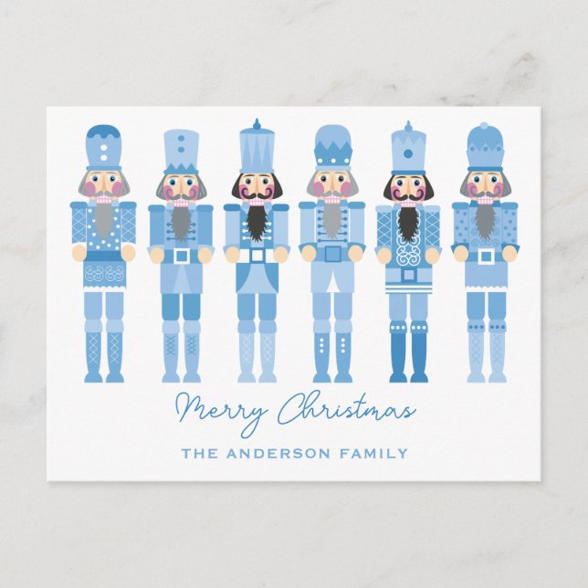 BLUE NUTCRACKERS CHRISTMAS POSTCARD POSTKARTE (Vorderseite)
