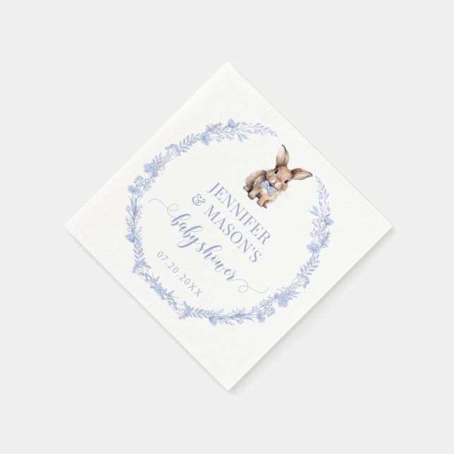 Blue Oaster Kaninchen Baby Dusche Papierservietten (Ecke)