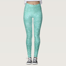 Blue Ocean Beach Aqua Metallic Diamond Funkelnd Leggings