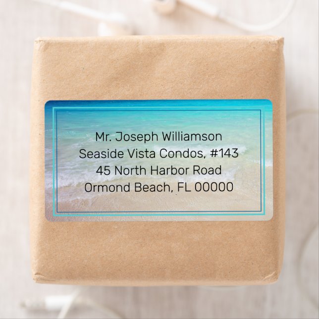 Blue Ocean Beach Sand gedruckte Etiketten für die  (Insitu)