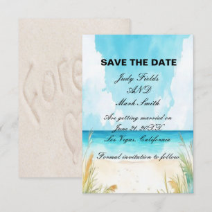 Blue Ocean Beach Save the Date Card