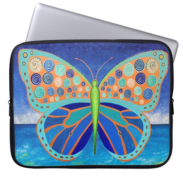 Blue Ocean Butterfly Laptop Sieb Laptopschutzhülle (Vorderseite)