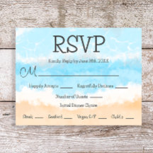Blue Ocean Coastal Elegante Wedding RSVP Cards