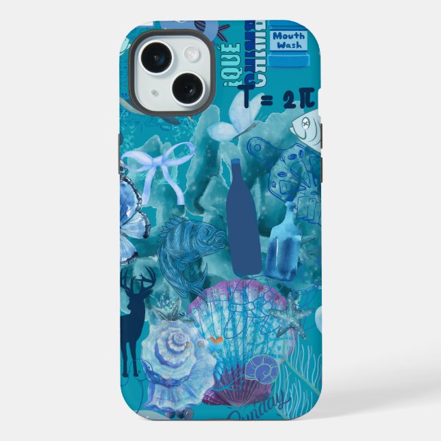 Blue Ocean Collage Phone Case iPhone 15 Plus Hülle (Rückseite)