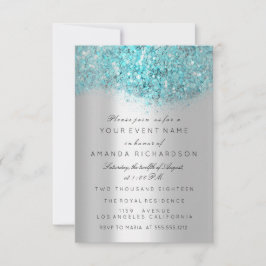 Blue Ocean Confetti Silver Gray Bridal Sweet 16. Einladung
