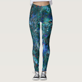 Blue Ocean Flows Abstract Leggings -large pattern