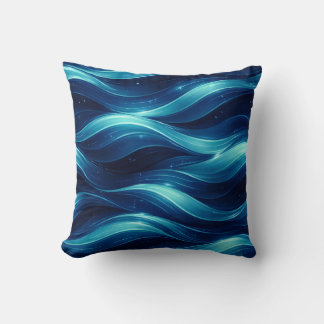 Blue Ocean Fluid Wave Pattern Throw Pillow Kissen